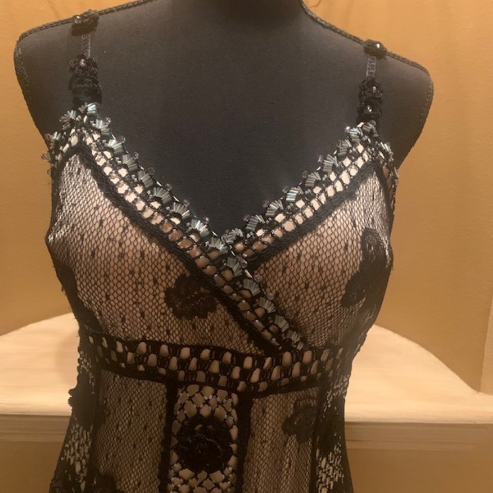 Sue Wong Black Lace Beaded Dress